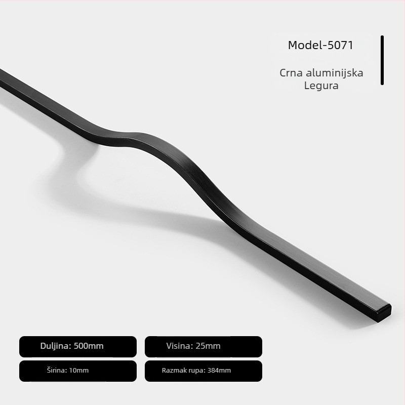 Ručka za vrata ormara, aluminijska legura, lijevano pod tlakom, moderni minimalistički stil, Jane Hao model 5071