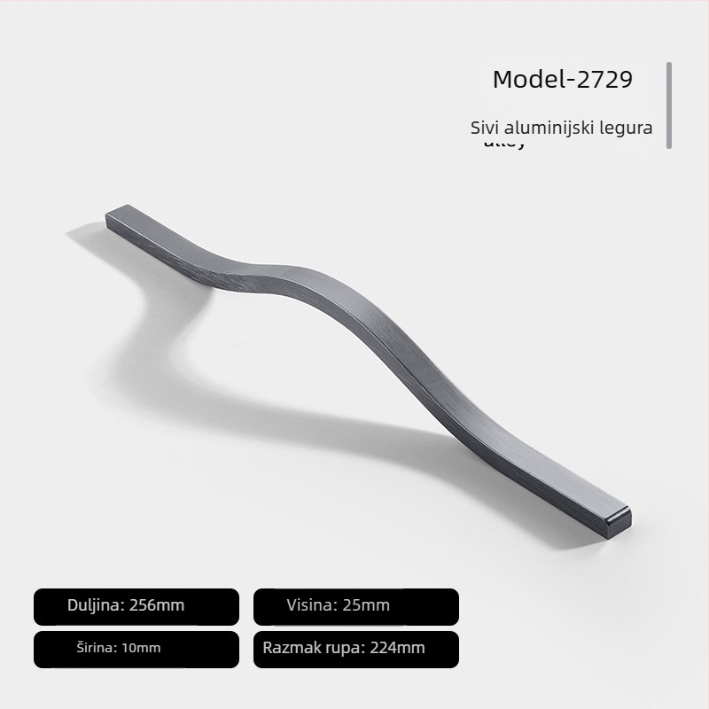Ručka za vrata ormara, aluminijska legura, lijevano pod tlakom, moderni minimalistički stil, Jane Hao model 5071