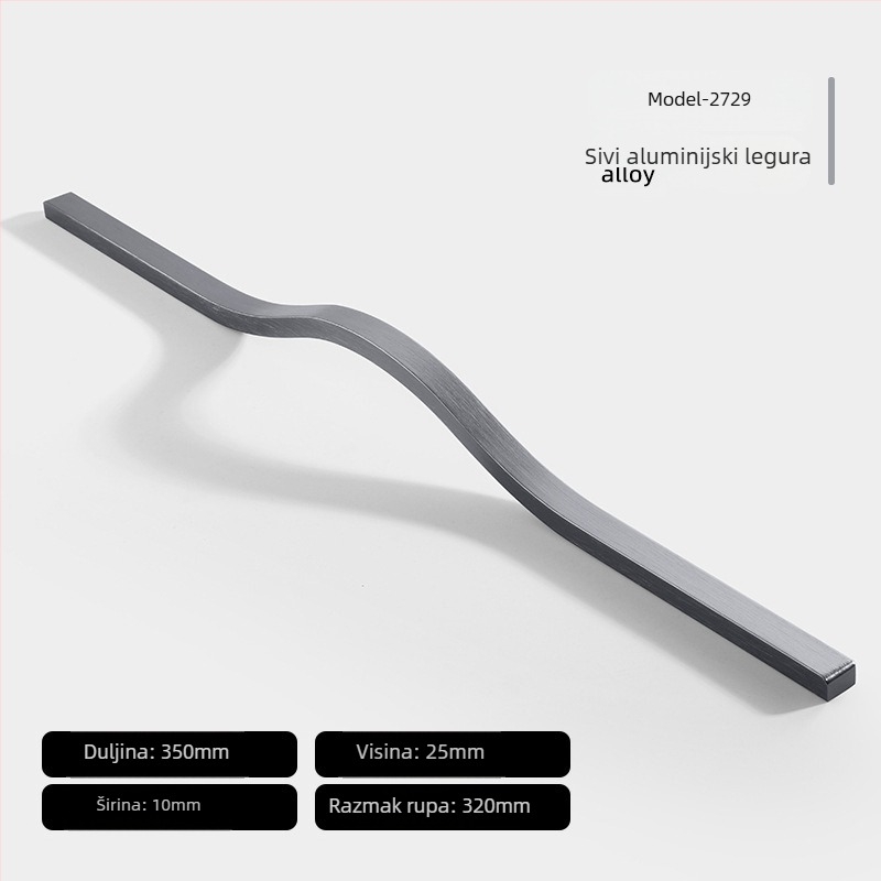 Ručka za vrata ormara, aluminijska legura, lijevano pod tlakom, moderni minimalistički stil, Jane Hao model 5071