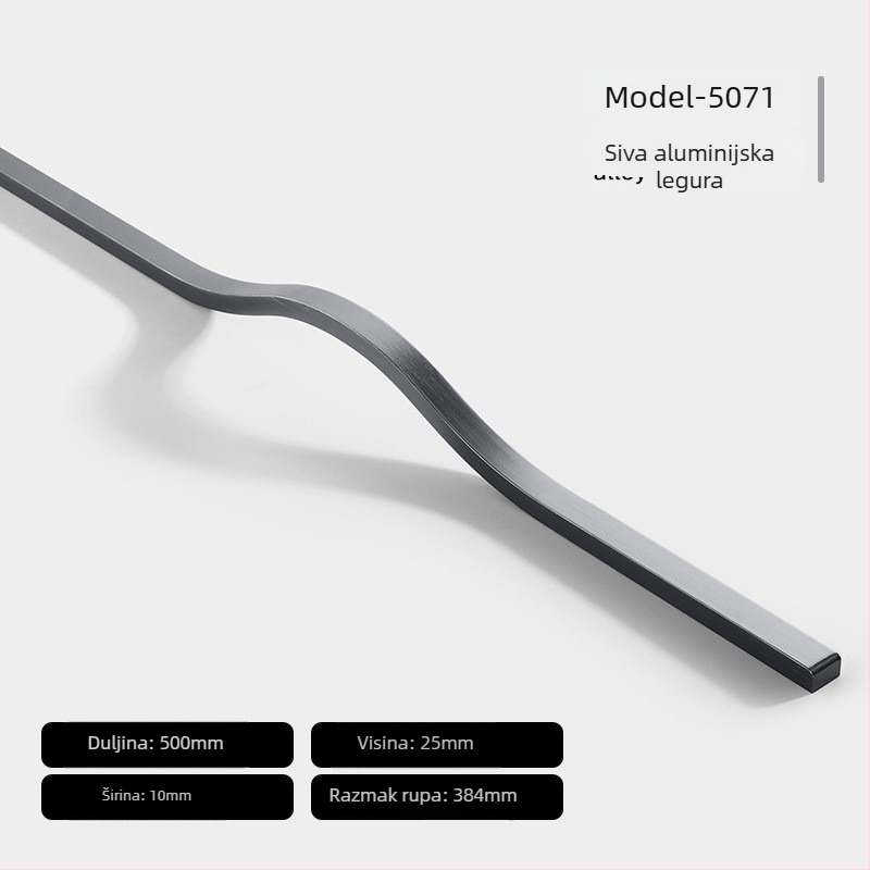 Ručka za vrata ormara, aluminijska legura, lijevano pod tlakom, moderni minimalistički stil, Jane Hao model 5071