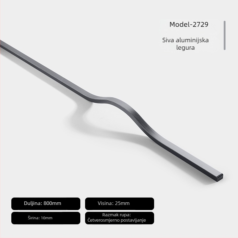Ručka za vrata ormara, aluminijska legura, lijevano pod tlakom, moderni minimalistički stil, Jane Hao model 5071