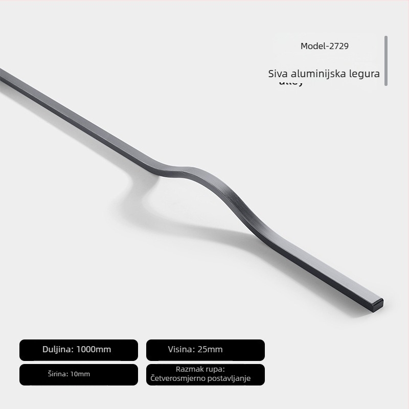 Ručka za vrata ormara, aluminijska legura, lijevano pod tlakom, moderni minimalistički stil, Jane Hao model 5071