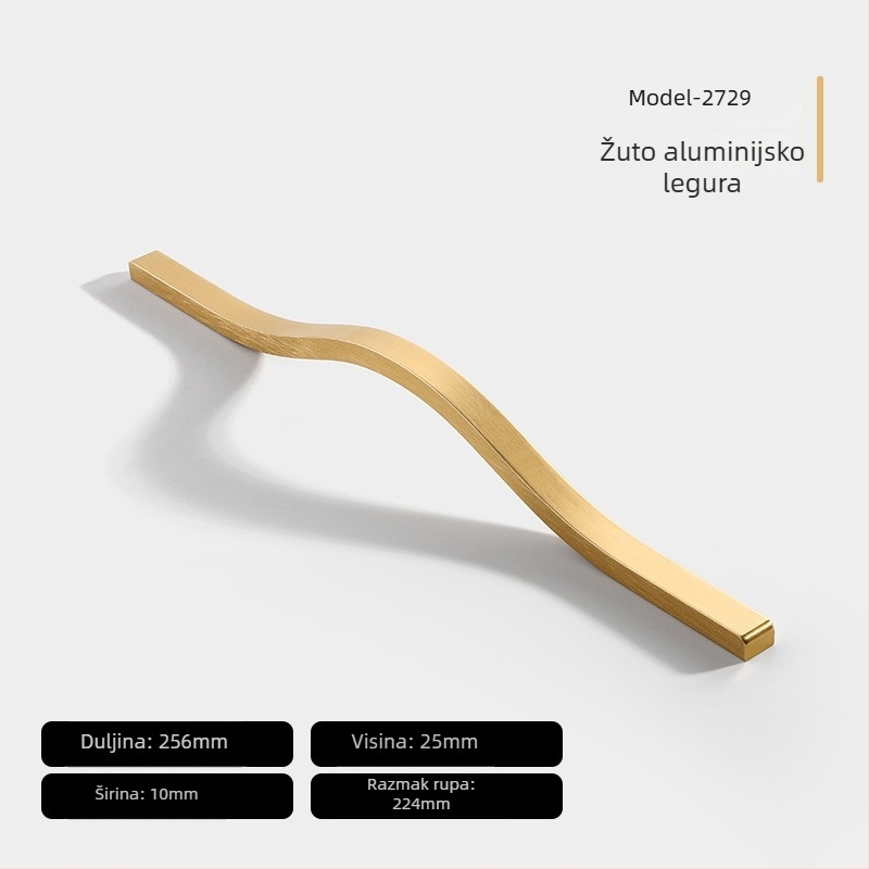 Ručka za vrata ormara, aluminijska legura, lijevano pod tlakom, moderni minimalistički stil, Jane Hao model 5071