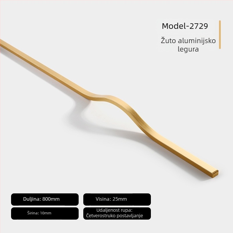 Ručka za vrata ormara, aluminijska legura, lijevano pod tlakom, moderni minimalistički stil, Jane Hao model 5071