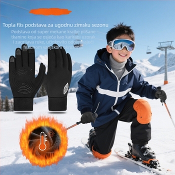 Dječje zimske rukavice od flisa, vodootporne, s osjetljivim zaslonom na dodir, protuklizne, uzrast 5-15 godina