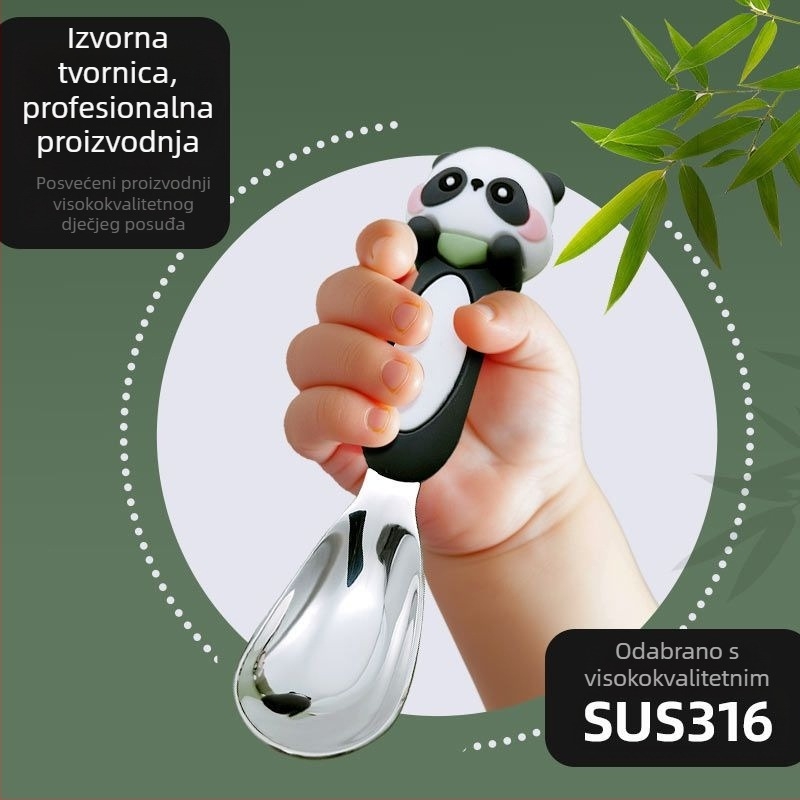 Dječja žlica od nehrđajućeg čelika 316, karikatura dizajn, svjež i sladak stil, polirani završetak