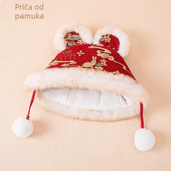 Šešir za bebe s glavom tigra zimi – unisex, kupolasti vrh, poliester