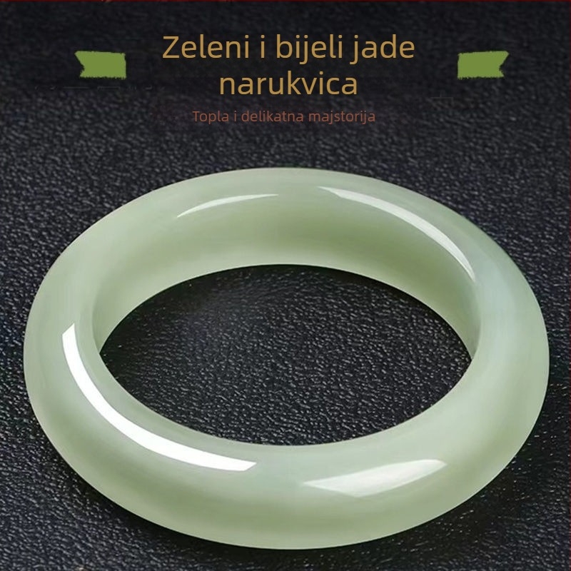 Autentična Xinjiang Hetian jade narukvica za žene — prirodni Hetian jade, kružni trak dizajn