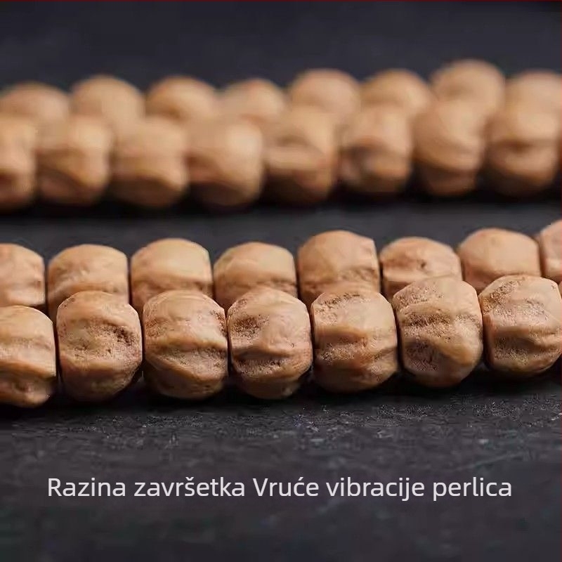 Unisex narukvica od sjemenki ciprusa i tirkiznih perli — ručno izrađena, zlatom ugravirani jade, geometrijski stakleni perli, prilagodljivo