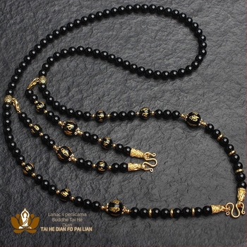 Ogrlica s tajlandskim budističkim amuletom, imitativne perle, kuglični lanac, unisex, prirodni stil, proljeće 2023