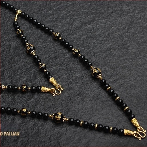 Ogrlica s tajlandskim budističkim amuletom, imitativne perle, kuglični lanac, unisex, prirodni stil, proljeće 2023
