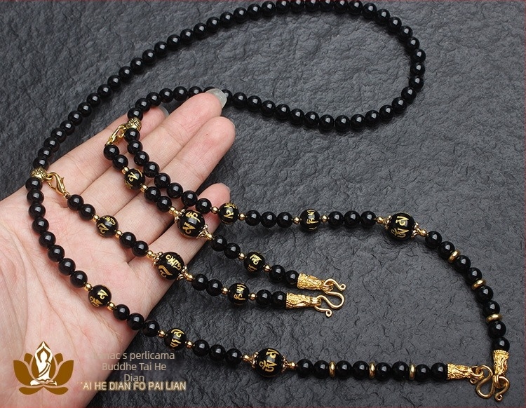 Ogrlica s tajlandskim budističkim amuletom, imitativne perle, kuglični lanac, unisex, prirodni stil, proljeće 2023