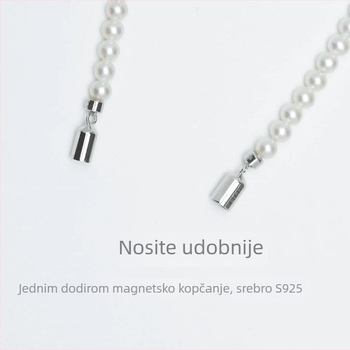 Ogrlica od slatkovodnih bisera, okrugle perle 3-4 mm, bijele, duljina 41-50 cm, srebrni lanac 925, elegantan minimalistički stil