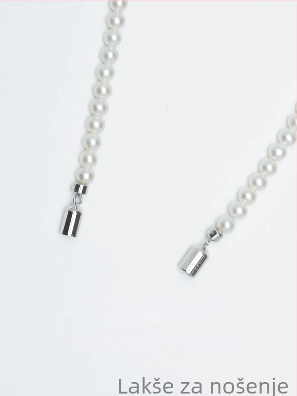 Ogrlica od slatkovodnih bisera, okrugle perle 3-4 mm, bijele, duljina 41-50 cm, srebrni lanac 925, elegantan minimalistički stil