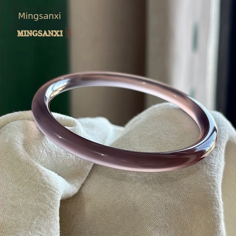 Kalcedonovski narukvica, kružni oblik, polirani završetak, stil lagan luksuz, pakiranje u zasebnoj ambalaži, branda: Three Jubilee of the Ming Dynasty