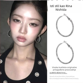Juquan dijamantno ukrašene geometrijske hoop naušnice za žene – influencer stil, proljeće 2025