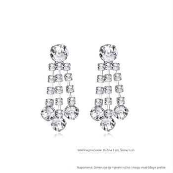 Naušnice - Geometrijske viseće s tri reda gradijentnih kristala, srebro 925, elektroplirano, lagani luksuzni stil