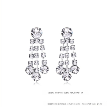 Naušnice - Geometrijske viseće s tri reda gradijentnih kristala, srebro 925, elektroplirano, lagani luksuzni stil
