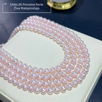 Ogrlica od slatkovodnih bisera, gotovo okruglog oblika, srebro 925, Vanlen, Zhuji