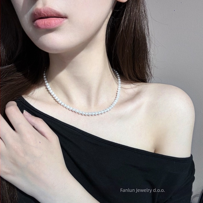 Ogrlica od slatkovodnih bisera, gotovo okruglog oblika, srebro 925, Vanlen, Zhuji