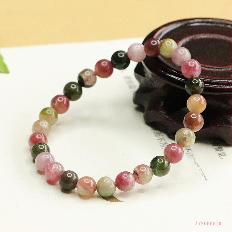 Narukvica od turmalina – minimalistički stil, polirani kuglice, bez ugradnje, tiskani logotip, mogućnost prilagodbe