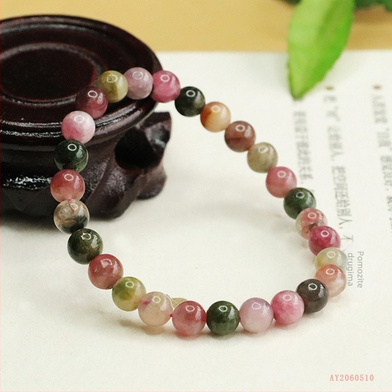 Narukvica od turmalina – minimalistički stil, polirani kuglice, bez ugradnje, tiskani logotip, mogućnost prilagodbe