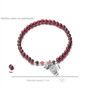 Narukvica od srebra 925 s granatnim perlama, Pixiu privjesak, korejski stil, serija Princeza