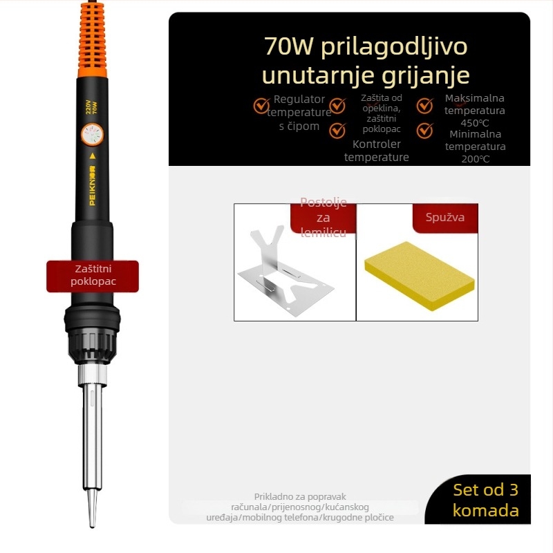 Električno lemilo s keramičkim grijaćim elementom, 220V, profesionalnog ranga, za lemjenje, desoldering i pirografiju