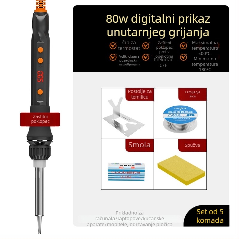Električno lemilo s keramičkim grijaćim elementom, 220V, profesionalnog ranga, za lemjenje, desoldering i pirografiju