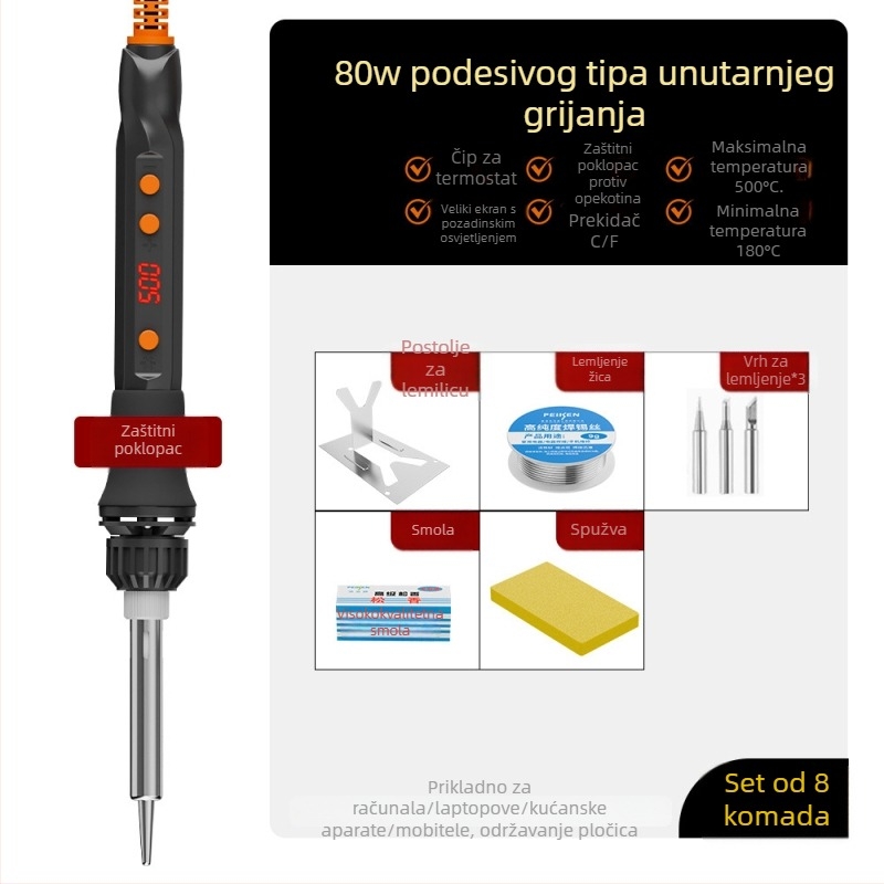 Električno lemilo s keramičkim grijaćim elementom, 220V, profesionalnog ranga, za lemjenje, desoldering i pirografiju