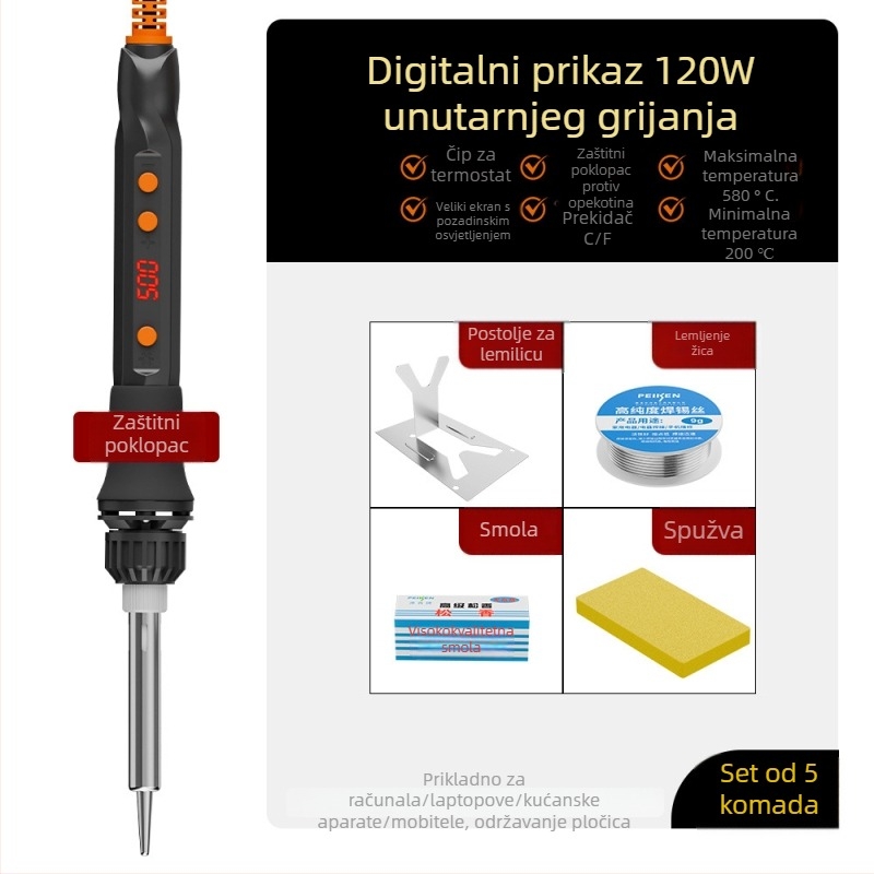 Električno lemilo s keramičkim grijaćim elementom, 220V, profesionalnog ranga, za lemjenje, desoldering i pirografiju