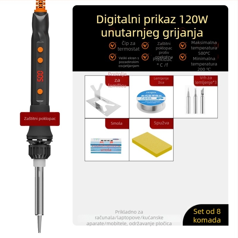 Električno lemilo s keramičkim grijaćim elementom, 220V, profesionalnog ranga, za lemjenje, desoldering i pirografiju