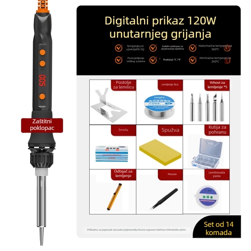 Električno lemilo s keramičkim grijaćim elementom, 220V, profesionalnog ranga, za lemjenje, desoldering i pirografiju