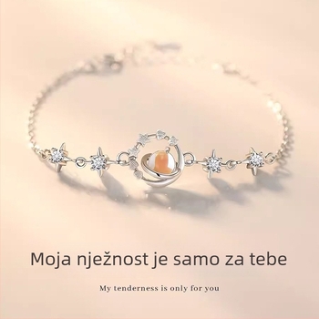Pluto narukvica od srebra 925 za žene – s ugrađenim kamenjem, zvjezdani motiv, Whale Xi