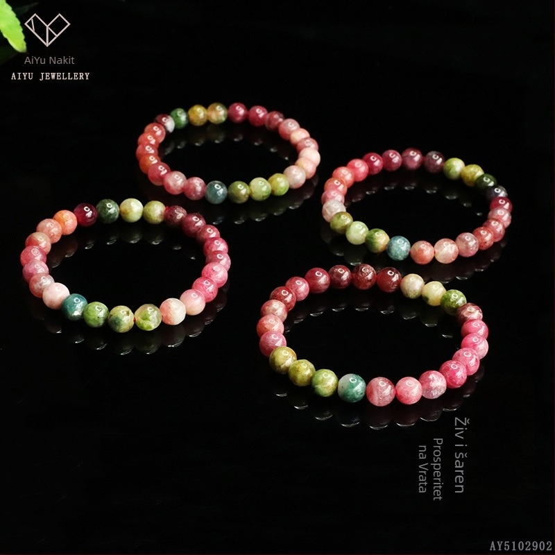 Ai yu turmalin narukvica, geometrijski dizajn, ručno pletena, prilagodljiva