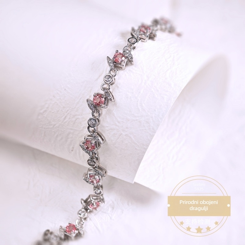 Narukvica od S925 srebra s topazom, romb oblik, korejski stil