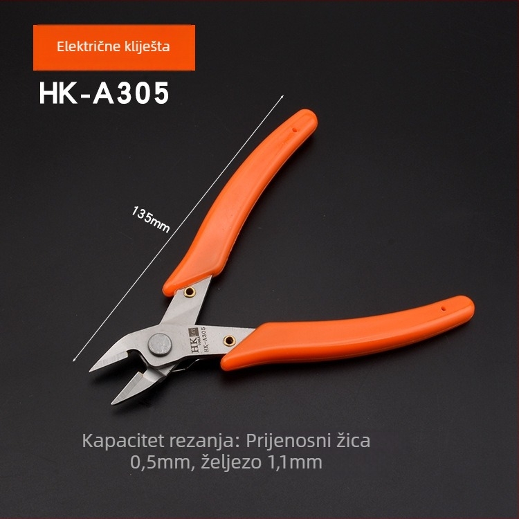 HK diagonalne kliješta, materijal: volfram čelik, težina 0.3, promjer rezanja 0.6, pogodno za željezo/čelik/plastika