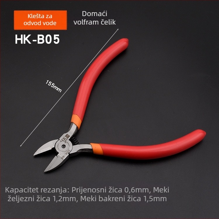 HK diagonalne kliješta, materijal: volfram čelik, težina 0.3, promjer rezanja 0.6, pogodno za željezo/čelik/plastika