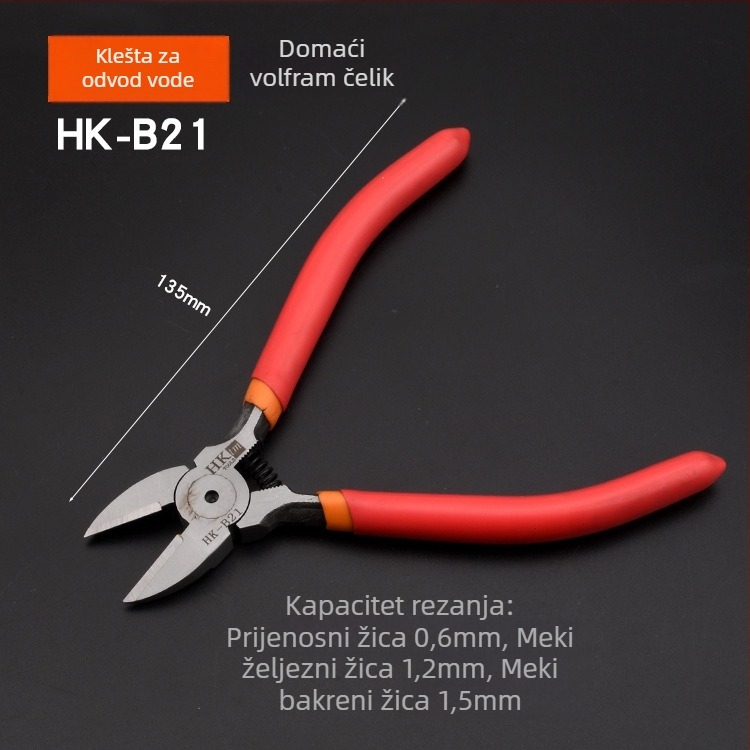 HK diagonalne kliješta, materijal: volfram čelik, težina 0.3, promjer rezanja 0.6, pogodno za željezo/čelik/plastika