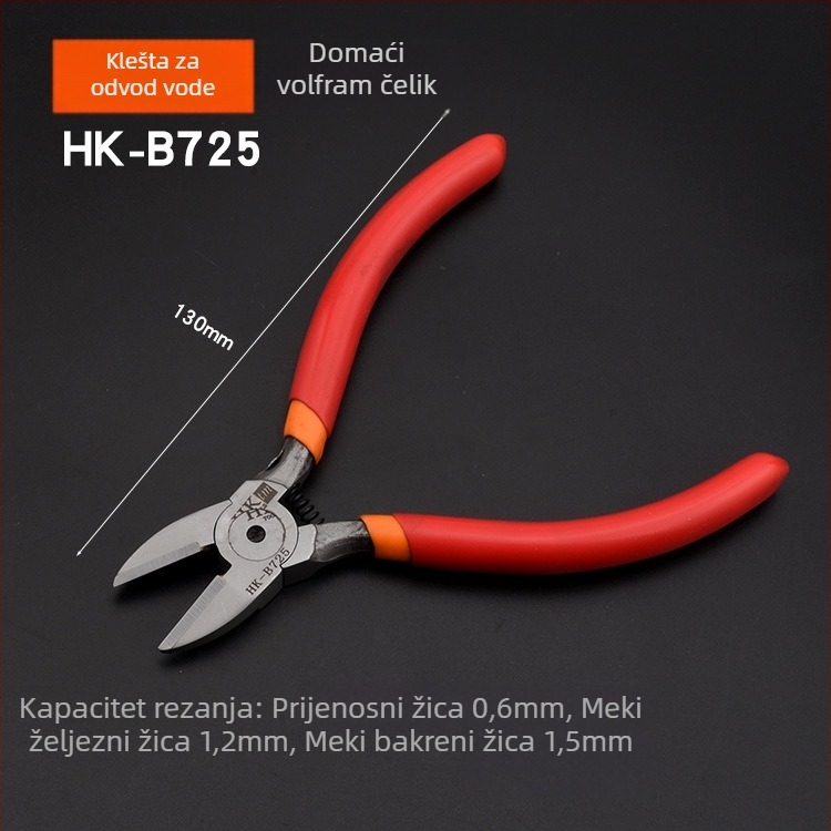 HK diagonalne kliješta, materijal: volfram čelik, težina 0.3, promjer rezanja 0.6, pogodno za željezo/čelik/plastika