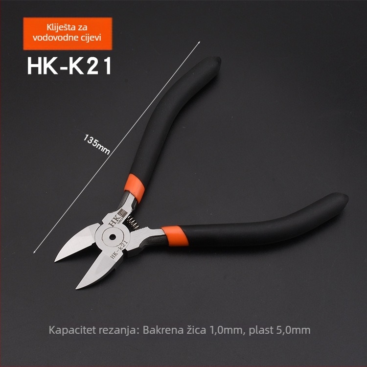 HK diagonalne kliješta, materijal: volfram čelik, težina 0.3, promjer rezanja 0.6, pogodno za željezo/čelik/plastika