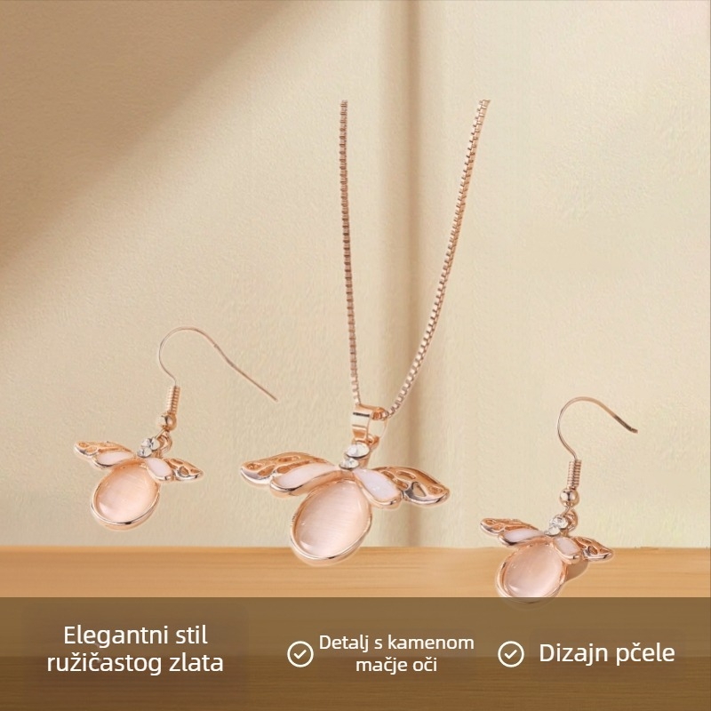 XMD Set nakita: naušnice i ogrlica, legura, s ugrađenim kamenjem (mješavina kamenja), kutijasti lanac, unisex, stil laganog luksuza