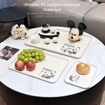 Plastični pladanj, kvadratnog oblika, karikaturalni uzorak, nordijski stil, glazirana površina.