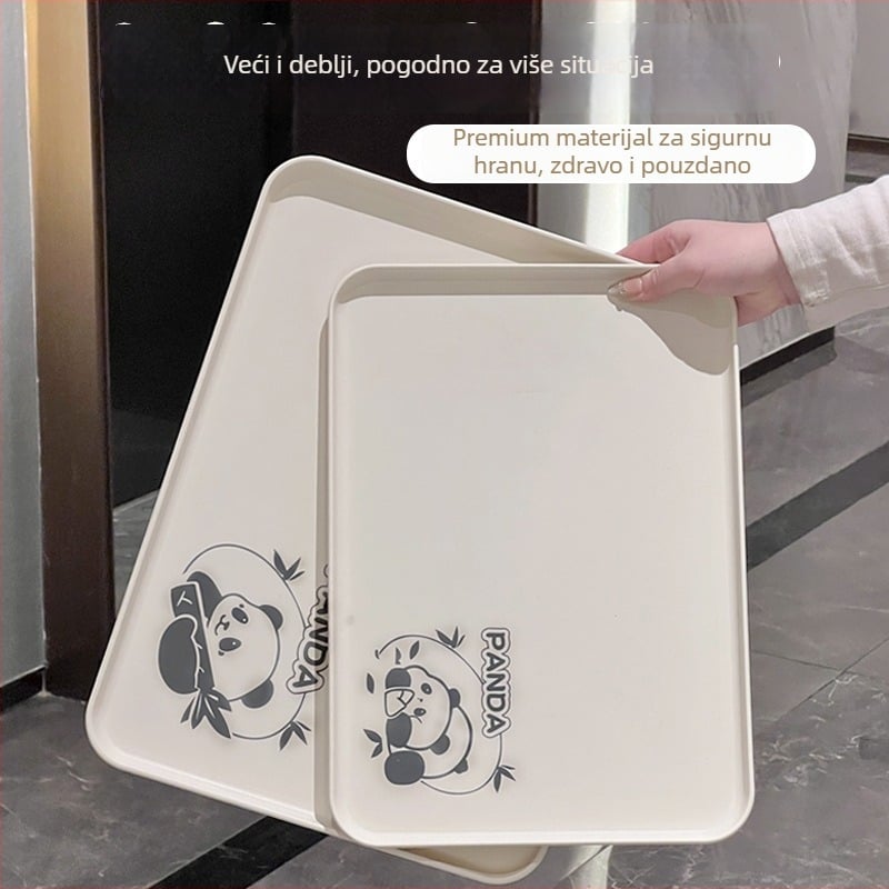 Plastični pladanj, kvadratnog oblika, karikaturalni uzorak, nordijski stil, glazirana površina.