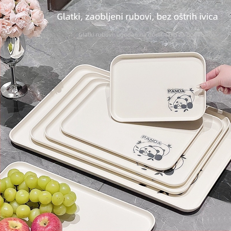 Plastični pladanj, kvadratnog oblika, karikaturalni uzorak, nordijski stil, glazirana površina.