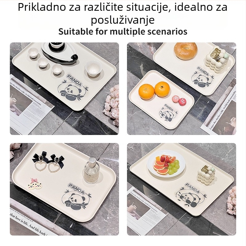 Plastični pladanj, kvadratnog oblika, karikaturalni uzorak, nordijski stil, glazirana površina.