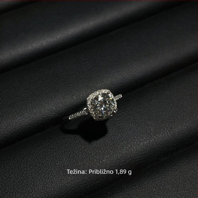 Prsten od 925 srebra s moissanitom, geometrijskog kvadratnog oblika, za žene – Meibei Silver City