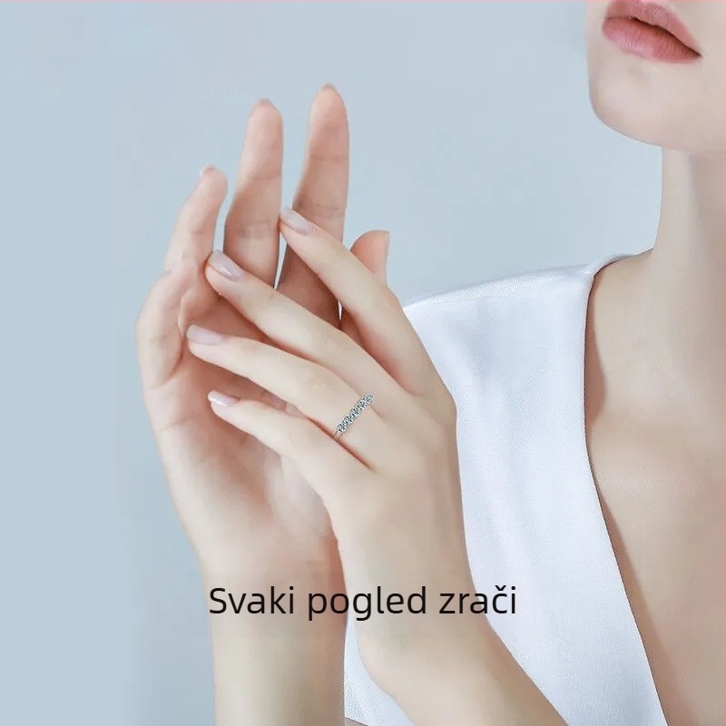 Prsten sa sedam dijamanata u nizu za žene, s umjetnim moissanitom