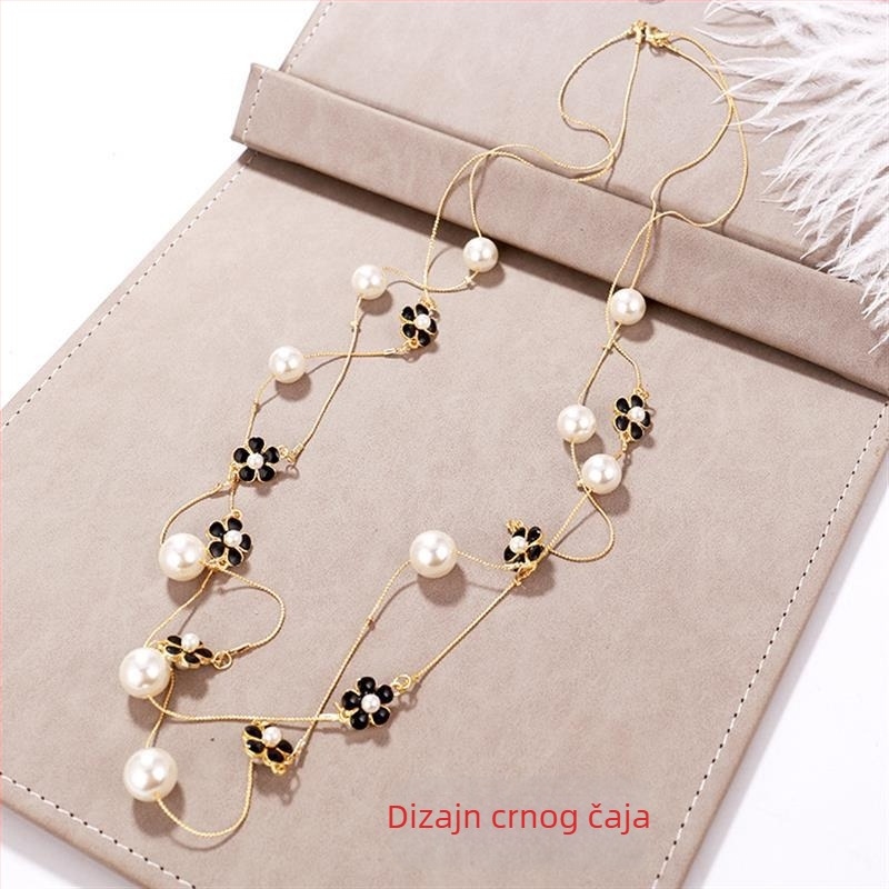 Dugačka biserno ogrlica za žene, korejskog stila, minimalistički privjesak na lanac za džemper