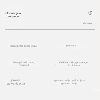 Prsten od srebra 925 s moissanitom za žene — minimalistički bar-stil, pun krug, jednoredni, pogodan za slojevito nošenje